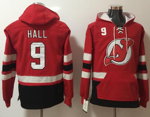 Devils #9 Taylor Hall Red Name & Number Pullover NHL Hoodie